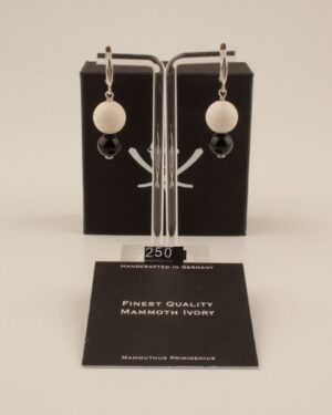 Mammoth Ivory & Black Obsidian Drop Earrings